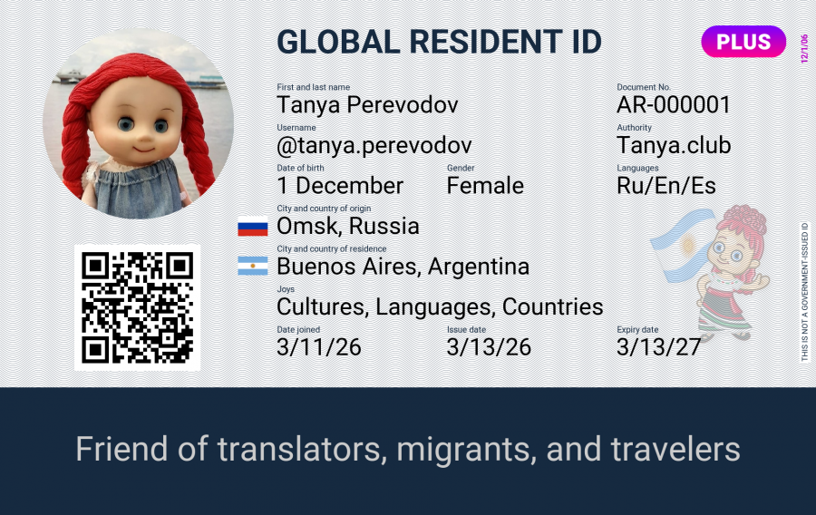 Tanya.club Global Resident ID